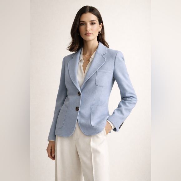 Escada Jackets & Blazers - ESCADA Cashmere Blend Blazer 42 Skylight Blue Wool Tailored Jacket EU 42 US 12